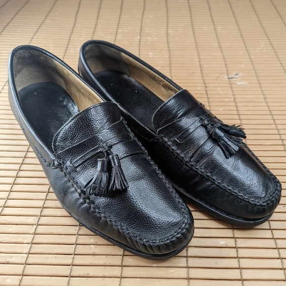 Bally Mens Leather Tassel Slip On Loafer Shoes Black leather Size 10.5D. 73.5p - Picture 3 of 11